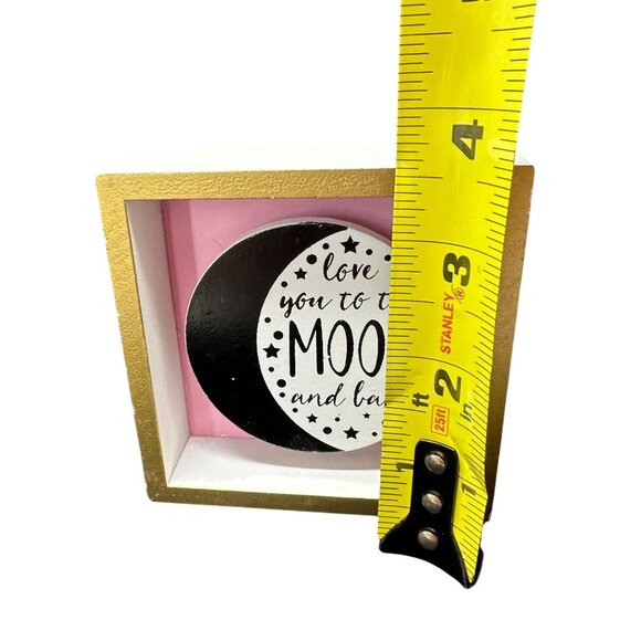 Love You To The Moon And Back Shadow Box Sign Pink White Gold Tiered Tray Decor - Picture 5 of 9